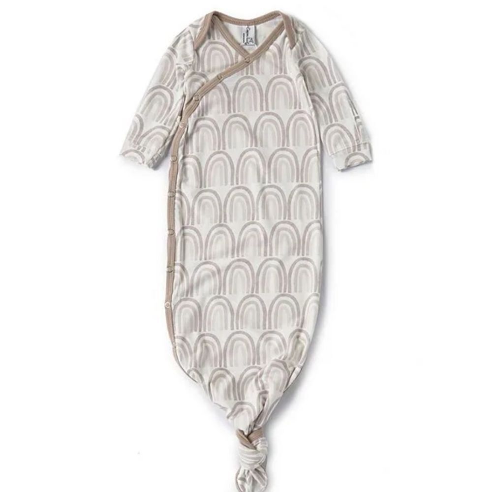 COPPER PEARL Rainbow Print Newborn-6 Bliss Long-Sleeve Knotted Gown
